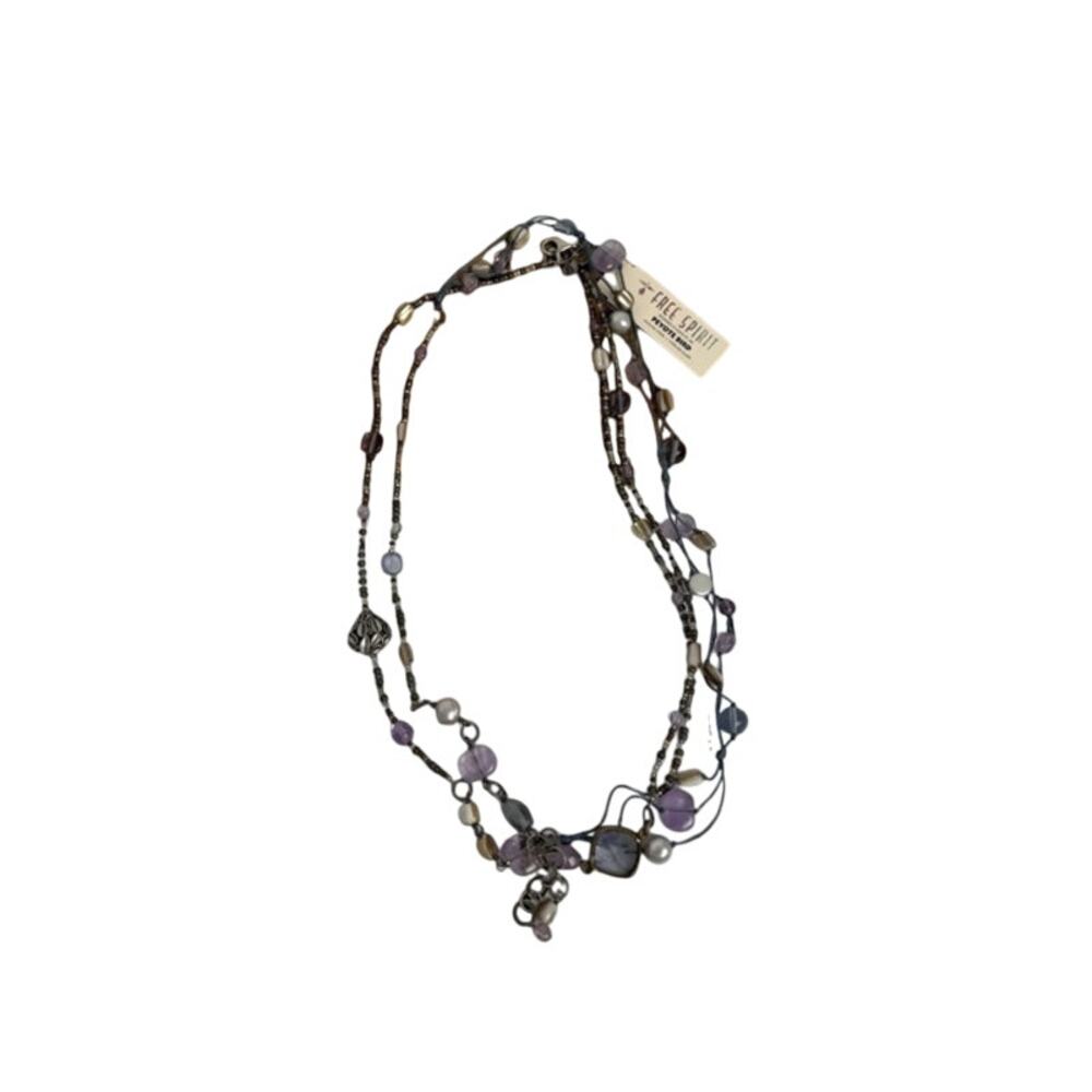 NWT Peyote Bird Free Spirit Sterling Silver Pearls Amethyst Necklace 22"